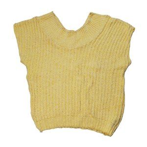 VTG 80s Helium Chain Knit Sleeveless Sweater Vest Pastel Yellow Twee Cottagecore